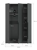 Kleiderschrank Swan in grau Dreht�renschrank 3-t�rig 120 x 181 cm