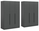 Kleiderschrank Swan in grau Dreht�renschrank 6-t�rig 240 x 181 cm