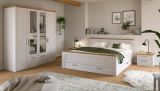 Kleiderschrank Mirano in Wei� L�rche mit Eiche, Landhaus Dreht�renschrank 4-t�rig mit Spiegel