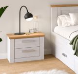 Nachttisch Set Mirano in wei� L�rche und Eiche Artisan Landhaus 2 x Nachtkommode 56 x 43 cm