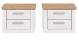 Nachttisch Set Mirano in wei� L�rche und Eiche Artisan Landhaus 2 x Nachtkommode 56 x 43 cm