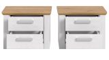 Nachttisch Set Mirano in wei� L�rche und Eiche Artisan Landhaus 2 x Nachtkommode 56 x 43 cm