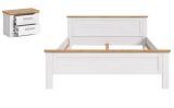 Schlafzimmer Mirano in wei� L�rche und Eiche Artisan Landhaus Set mit Bett Liegefl�che 180 x 200 cm und Nachttisch
