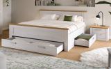 Schlafzimmer Mirano in wei� L�rche und Eiche Artisan Landhaus Set mit Bett Liegefl�che 180 x 200 cm und Nachttisch