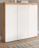 Kommode Assino in Wei� und Evoke Eiche 3-t�rig 105 x 111 cm, bis zu 10 F�cher