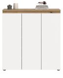 Kommode Assino in Wei� und Evoke Eiche 3-t�rig 105 x 111 cm, bis zu 10 F�cher