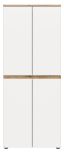 Mehrzweckschrank Assino in Wei� und Eiche, 4-t�rig 70 x 175 cm mit 7 B�den und Kleiderstange
