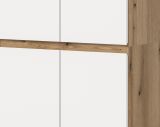 Mehrzweckschrank Assino in Wei� und Eiche, 6-t�rig 105 x 175 cm mit 14 Einlegeb�den und Kleiderstange