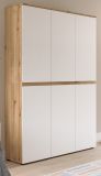 Mehrzweckschrank Assino in Wei� und Eiche, 6-t�rig 105 x 175 cm mit 14 Einlegeb�den und Kleiderstange
