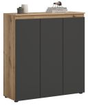 Kommode Assino in Grau und Eiche, 3-t�rig 105 x 111 cm mit 8 Einlegeb�den