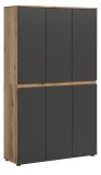 Mehrzweckschrank Assino in Grau und Eiche 105 x 175 cm, 14 Einlegeb�den und Kleiderstange