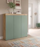 Kommode Assino in Gr�n und Eiche 105 x 111 cm, bis zu 10 F�cher