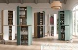 Mehrzweckschrank Assino in Gr�n und Eiche, 6-t�rig 105 x 175 cm mit 14 Einlegeb�den und Kleiderstange