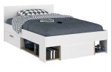 Stauraumbett Mika in wei� und Eiche Funktionsbett mit Bettschubkasten Set Liegefl�che 120 x 200 cm