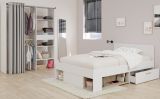 Kinder- und Jugendzimmer Mika in wei� und Eiche Set 2-teilig, Stauraumbett und Kleiderschrank