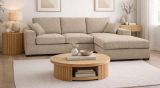 Sofa Novana in beige Strukturstoff Ecksofa 5-Sitzer 308 x 186 cm