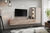 Wohnwand Askim in Viking Eiche und Kaschmir, h�ngend 240 cm mit Push-To-Open, inkl. Beleuchtung