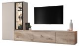 Wohnwand Askim in Viking Eiche und Kaschmir, h�ngend 240 cm mit Push-To-Open, inkl. Beleuchtung