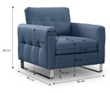Sessel Alanto in blau Flachgewebe Clubsessel 93 x 94 cm