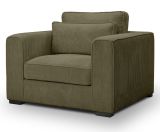 Sessel Canedo in khaki Cord Loungesessel 120 cm