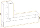 Wohnwand Askim in Kaschmir und Graphit Eiche, Schrankwand h�ngend 210 cm mit Push-to-Open