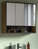 Badezimmer Spiegelschrank Scana in Artisan Eiche und schwarz Badschrank 3-t�rig 80 cm, Soft-Close
