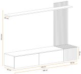 Wohnwand Madina Schwarz matt und Eiche,  Schrankwand h�ngend 180 cm mit Push-to-Open