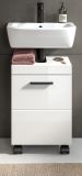 Waschbeckenunterschrank Talerno in wei� Hochglanz Bad Unterschrank 40 x 58 cm auf Rollen