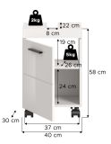 Waschbeckenunterschrank Talerno in wei� Hochglanz Bad Unterschrank 40 x 58 cm auf Rollen