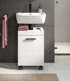 Waschbeckenunterschrank Talerno in wei� Hochglanz Bad Unterschrank 40 x 58 cm auf Rollen