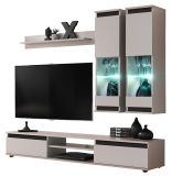 Wohnwand Trigger in Kaschmir mit Schwarz Schrankwand 4-teilig 175 cm, inkl. LED