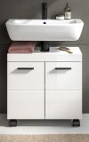 Waschbeckenunterschrank Talerno in wei� Hochglanz, Badschrank 60 x 58 cm auf Rollen