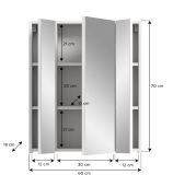 Badezimmer Spiegelschrank Talerno in Wei� 3-t�rig, Badschrank 60 x 70 cm