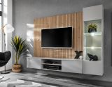 Wohnwand iLike in Hellgrau und Artisan Eiche 200 cm, inklusive LED Beleuchtung und Push-to-Open