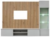 Wohnwand iLike in Hellgrau und Artisan Eiche 200 cm, inklusive LED Beleuchtung und Push-to-Open