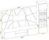 Wohnwand iLike in hellem Grau und Eiche Artisan Breite 200 cm, mit Beleuchtung, Push-To-Open und Soft-Close