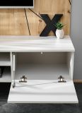 TV-Lowboard Set iLike in hellem Grau und Artisan Eiche 160 cm, Flat-TV Unterschrank mit Wandpaneel