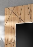TV-Lowboard Set iLike hellgrau, schwarz und Artisan Eiche TV Unterteil mit Bio Ethanol Kamin und Akustikpaneel 160 cm