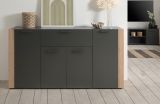 Sideboard Kampen in dunklem Grau / Anthrazit mit Artisan Eiche, 4-t�rig 162 x 85 cm