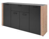 Sideboard Kampen in dunklem Grau / Anthrazit mit Artisan Eiche, 4-t�rig 162 x 85 cm