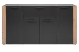 Sideboard Kampen in dunklem Grau / Anthrazit mit Artisan Eiche, 4-t�rig 162 x 85 cm