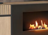 TV-Lowboard Lovely in Hickory Eiche und schwarz TV Unterteil mit Ethanol Kamin 150 cm