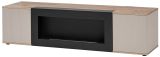 TV-Lowboard Cathlyn in Eiche und Kaschmir, Flat-TV Unterschrank mit Ethanol Kamin, 160 cm