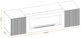 TV-Lowboard Cathlyn in Eiche und Kaschmir, Flat-TV Unterschrank mit Ethanol Kamin, 160 cm