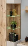 Vitrine Cathlyn in Eiche und Kaschmir, Vitrinenschrank 70 x 197 cm inklusive LED