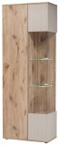 Vitrine Cathlyn in Eiche und Kaschmir, Vitrinenschrank 70 x 197 cm inklusive LED