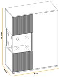 Highboard Cathlyn in Eiche und Kaschmir, Vitrine 90 x 120 cm inklusive LED