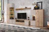 Wandboard Cathlyn in Viking Eiche und Kaschmir Wandregal mit gefr�sten Rillen 160 cm