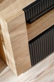 TV-Lowboard Heron Eiche und Schwarz 160 cm, TV Unterschrank mit Fr�sungen und Soft-Close