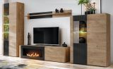 Wandboard Heron in Ribbeck Eiche und schwarz Wandregal mit gefr�sten Rillen 160 cm